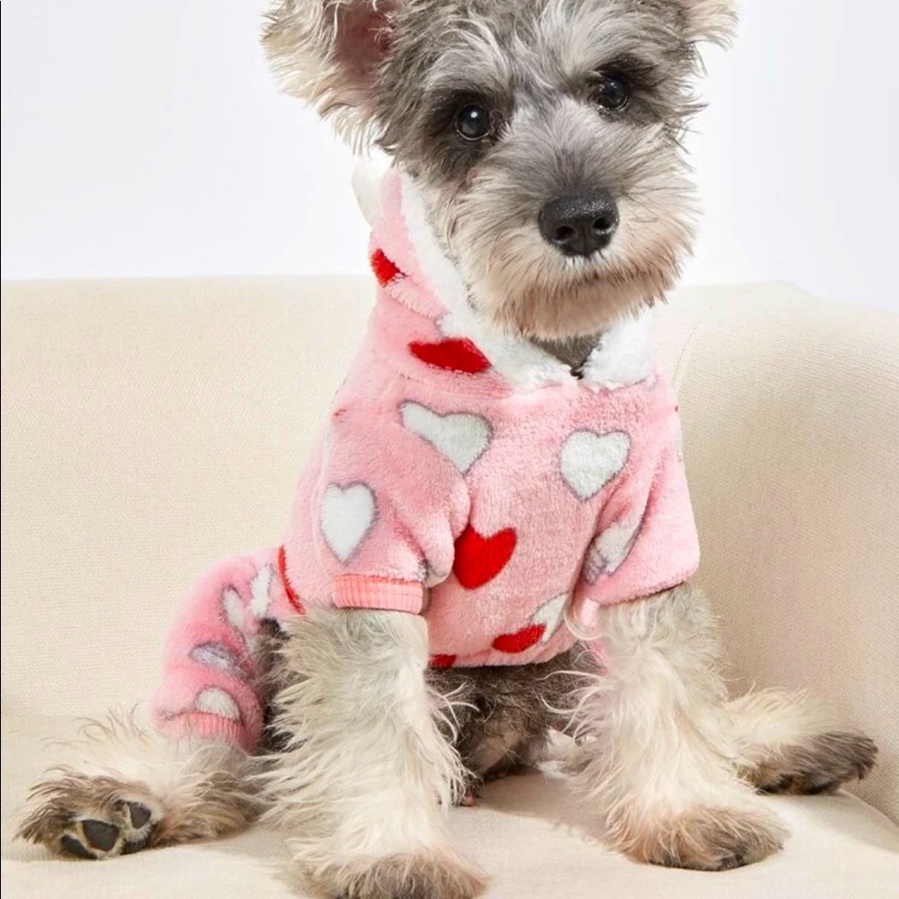 Heart Pattern Plush Pet Jumpsuit (not available)